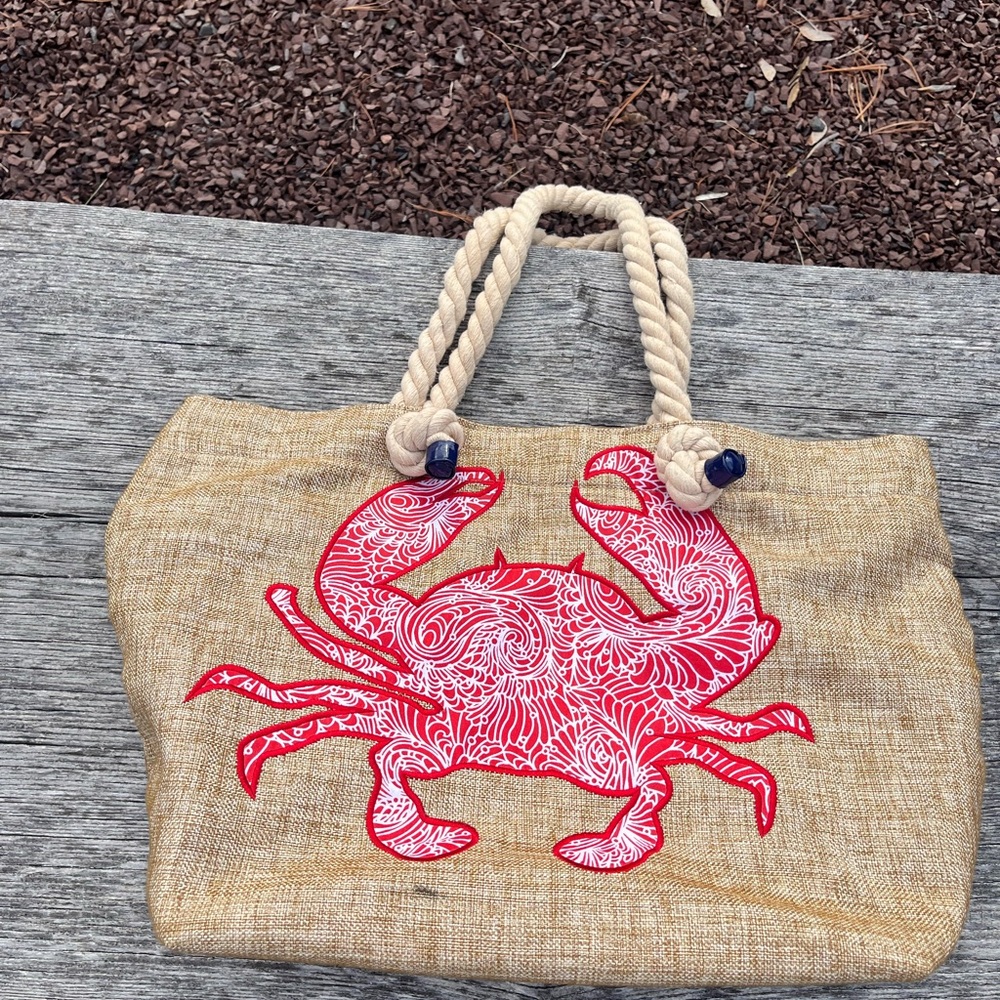 Crab Print Tote Beach Bag